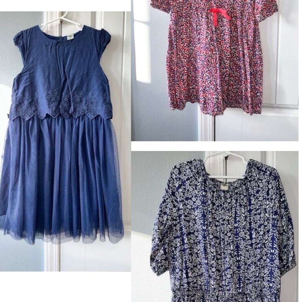 Size 8 girls dresses. OshKosh. Lot of 3. All New without tags. Navy Pink